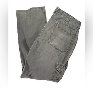 Wrangler Originals Cargo Pants Men's 36x34 Gray Relaxed Fit Outdoors Y2K Utility